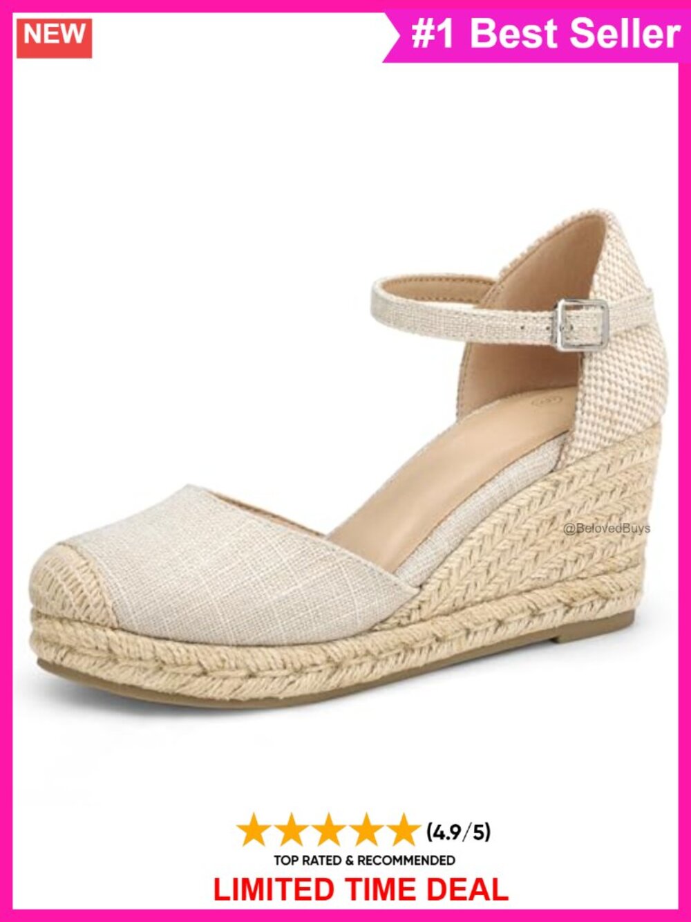 Women's Platform Espadrille Wedge Sandals Closed Toe Buckle Summer Shoes